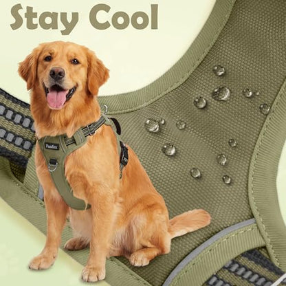 Funfox Dog Harness No Pull, Adjustable Pet Vest Harness, Super Soft Material with Vertical Handle Easy Control, Reflective Night Walking, 2 Leash Clips for Small Sized Dogs, Army Green, S - color: Army Green, size: Small