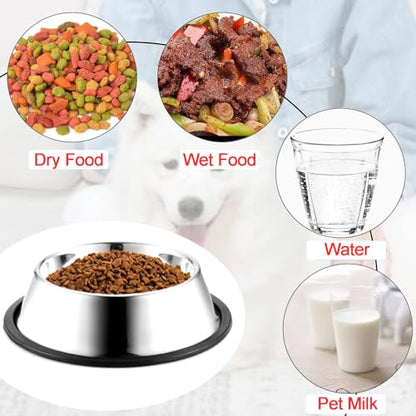 WEDAWN Stainless Steel Dog Bowls, 1 Cup/8oz Cat Bowl Water and Food with Rubber Base, Pet Bowls for Small Dogs, Cats, Puppy, Rabbit and Kitten, 2Pack - color: Stainless steel (2Pack), size: 1 Cup/5.9" Dia x 1.5" H (2Pack)