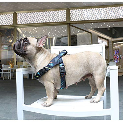 iChoue French Bulldog Harness Adjustable Padded Locked Buckle with Handle for Frenchie Pug English Boston Terrier Dogs, Shooting Stars, Small - color: A Harness Stars, size: Small ( 5 - 25 lbs )