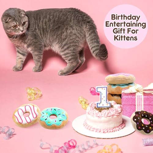 CiyvoLyeen 6 Pack Donut Cat Catnip Toys Kitten Chew Knickknack Sprinkles Interactive Pillows Teeth Grinding Catmint Plush Plaything Kitty Birthday Ideas Supplies 4 Inches - color: Donut - 6Pcs
