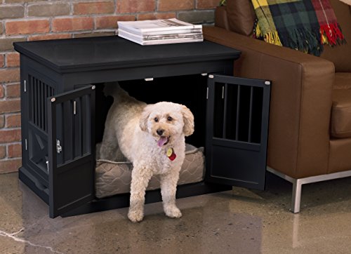 Merry Products Triple Door Medium Dog Crate, Dog Kennel, Dog Cage - color: Black