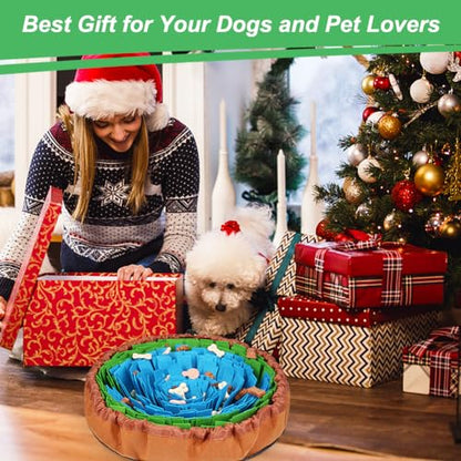 Vivifying Snuffle Mat for Dogs, Adjustable Treats Feeding Mat for Slow Eating and Keep Busy, Interactive Dog Puzzle Toys Encourages Natural Foraging Skills and Smell Training (Blue Green) - color: Blue&Green&Brown
