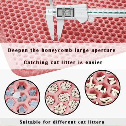 HCY&WLD Cat Litter Mat, Honeycomb Double Layer Cat Litter Trapping Mat, Waterproof Urine Proof Non-Slip, Scatter Control, Less Waste, Easier to Clean (Pink, 24" X 18") - color: Pink