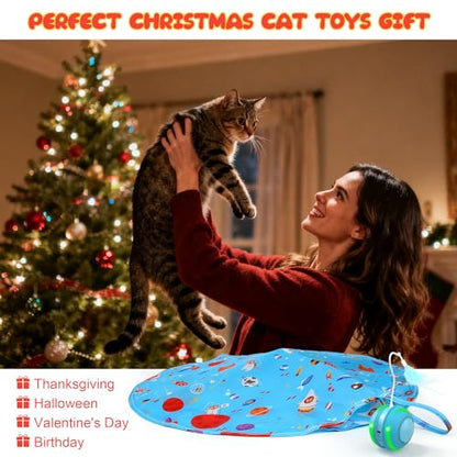 Interactive Indoor Cat Toys for Bored Adult Cats - Highly Entertaining Keep Cats Engaged for Hours, Rechargeable Silent Kitten Mouse Toy Automatic Hide and Seek with Stimulating Moving (Blue)