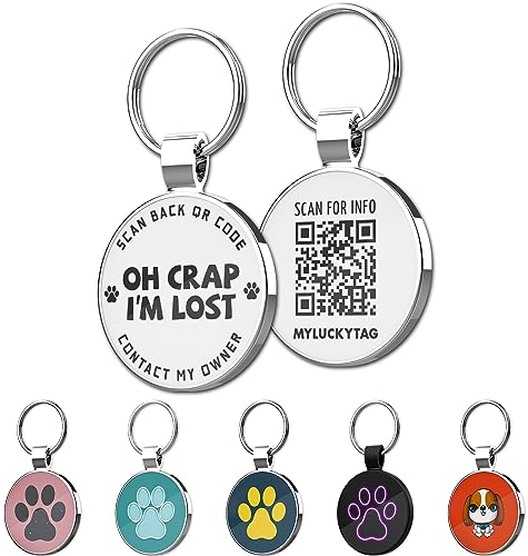 QR Code Pet ID | Personalized Dog & Cat Collar Tag | Online Profile with Instant Scanned Location Alert Email - style: OH C0ap I'm Lost
