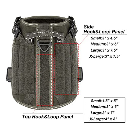 ICEFANG Tactical Dog Harness, Small Size,2X Metal Buckle,Working Dog MOLLE Vest with Handle,No Pulling Front Leash Clip,Hook and Loop Panel (Green,S (Pack of 1)) - color: Green, size: Small (Pack of 1)