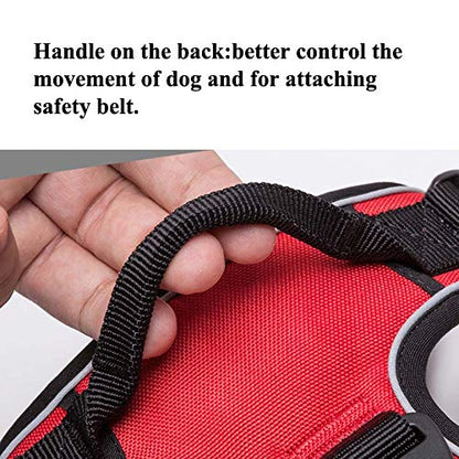Reflective nylon large pet dog harness all-weather service dog V -shaped pad adjustable safety lead belt pet L69-81cm chest brown