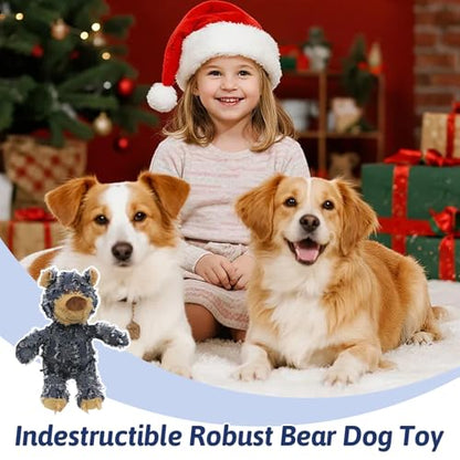 MAXBECK Dog Companion for Heavy Chewers- Indestructible Robust Bear Dog Toy, Resistant Squeaky Dog Toys for Heavy Chewers, Unbreakable Stuffed Plush Dog Toys for Aggressive Chewers (C-Navy+Oak) - color: C-Navy+Oak