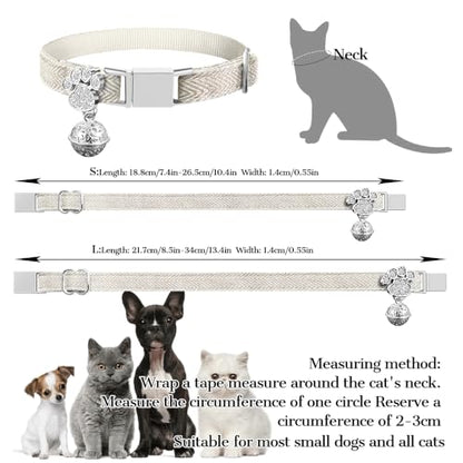 Personalized Breakaway Cat Collars - Magnetic Buckle, Bell - Safety Quick Release, Customized for Girls & Boys Cats- (Herringbone-Oatmeal) - color: Herringbone-Oatmeal
