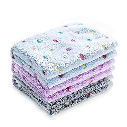 1 Pack 3 Blankets Super Soft Cute Dot Pattern Pet Blanket Flannel Throw for Dog Puppy Cat Blue/Purple/Grey Large - color: Blue/Purple/Grey, size: 41x31 inch (Pack of 3)