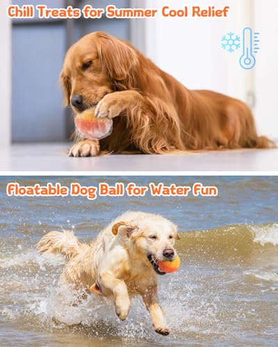 Treat Dispensing Dog Toys for Aggressive Chewers, Interactive Frozen Enrichment Puzzle Ball to Keep Dogs Busy, Indestructible Nylon Chew Toy for Medium Large Breed