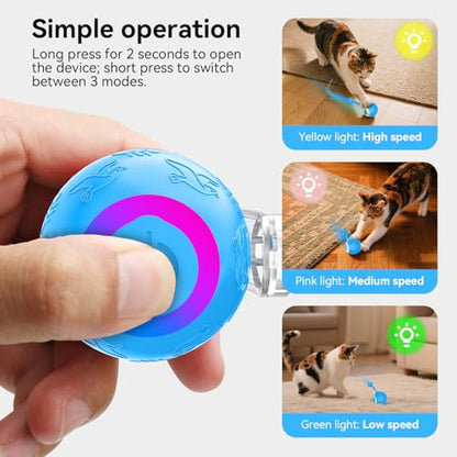 Smart Interactive Cat Dog Toys, Automatic Pet Toys for Bored Indoor Cats and Dogs, Motion Activated, USB Rechargeable, Christmas Pet Birthday Gifts (Blue) - color: Blue