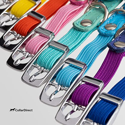 CollarDirect Leather Cat Collar with Removable Bell – Safety Elastic Strap (Breakaway Alternative) – Kitten Collar for Small & Big Boy & Girl Cats - color: Navy Blue, size: Neck Fit 6"-7"