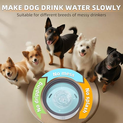 Decflow 1.2Gallon Dog Water Bowl No Spill, 4.5L Large Capacity Spill Proof Dog Bowls with Transparent Floating Disk, No Splash Slow Drinking Water Bowls for Sloppy Messy Drinkers (Gray) - color: C-Gray