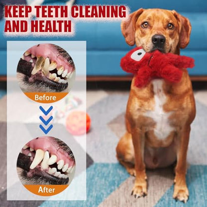 Squeaky Dog Toy, Plush Stuffed Dog Toy Keep Them Busy Tug of War Dog Chew Toy for Small Medium Large Dogs (Red) - color: Red