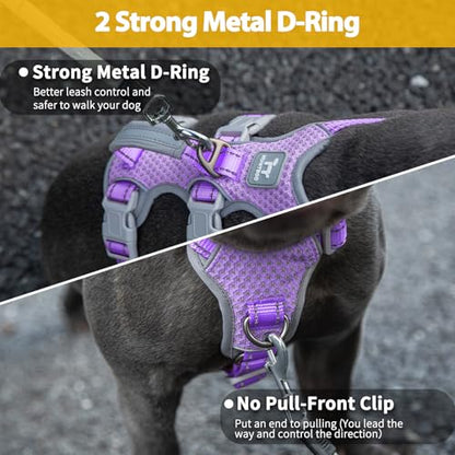 Huntboo Escape Proof Dog Harness, Secure Dog Harness No Escape,Fully Reflective Harness with Handle,Breathable,Durable,Adjustable Vest for Small Dogs Walking,Training & Running Gear(Lavender Purple,S) - color: Lavender Purple, size: Small(Pack of 1)