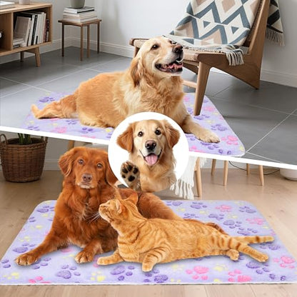 Dog Bed Mat,Soft Dog Kennel Pad with Cute Pattern,Multi-Size Durable & Machine Washable,Pet Pad for Dogs & Cats (Purple Paw, X-Large) - color: Purple Paw, size: 33.1''L×22.4''W×1.4''Th