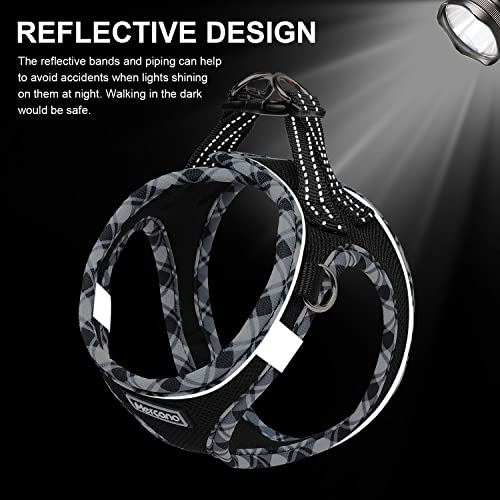 Mercano Soft Mesh Dog Harness and Leash Set, Step-in Reflective Breathable Lightweight Vest Harnesses with Safety Buckle for Small Dogs, Cats (Black White, L) - color: Black White, size: L (Chest: 17.5"-19.5")