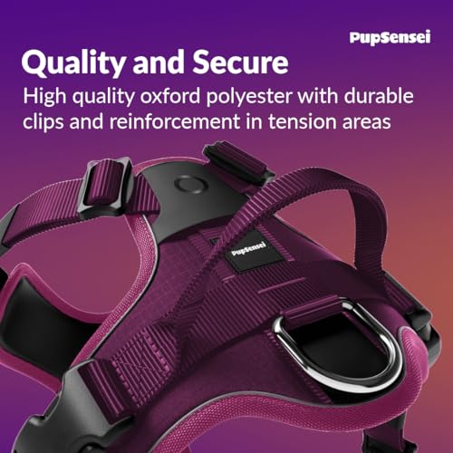 No Pull Dog Harness - Durable Polyester Puppy Harness with Front Anti-Pull Loop, Reflective Strips, and Quick-Release Clips for Small, Medium, and Large Dogs (Berry Purple, Small) - color: Berry Purple, size: Small