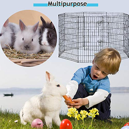 Pet Dog Playpen 8 Panel 48" Durable Metal Portable Foldable Indoor Outdoor Cat Puppy Exercise Pen with Door Animal Wire Yard Dog Fence Crate Kennel for Small Medium Large Dog - size: 48"x8 Panels