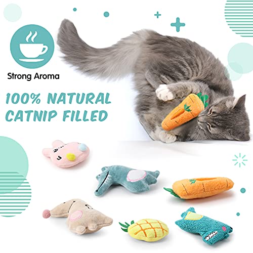 Gejoy 20 Pack Catnip Toys for Indoor Cat Plush Kitten Cat Chew Toys Catnip Kitten Entertaining Interactive Safe Teeth Cleaning Dolls(Lovely) - style: Lovely