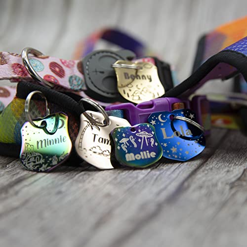 Personalized Dog Tag with 5 Lines of Custom Deep Engraved Durable Stainless Steel Pet ID Name Tag Designer Regular Size Badge - size: Regular, style: Badge