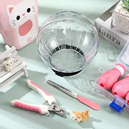 Cat Muzzle for Grooming Kitty Adjustable Hood with Paw Covers Nail Clipper Trimmer Brush Tick Remover Tool Kitten Breathable Anti Bite Muzzles Silicone Anti Scratch Boots for Cats Bathing Shaving