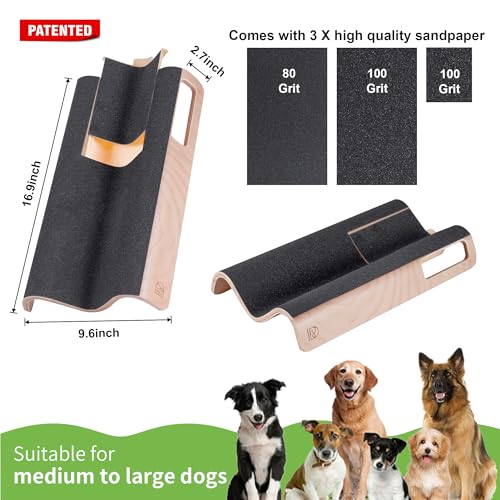 M-Shaped Dog Scratch Pad for Nails with Treat Box, Dog Nail Scratch Board for Large Dogs, Dog Nail File Toy and Shorten Dog’s Side Nail Easier (with Treat Box, L)