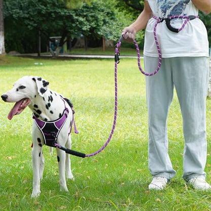 Cymiler Hands Free Dog Leash, 8 Ft Reflective Cross-Body Pet Rope Leashes with Sponge Handle, Heavy Duty Nylon, for Running, Hiking, Training, Waist Leash for Small Medium Large Dogs (Purple) - color: Purple