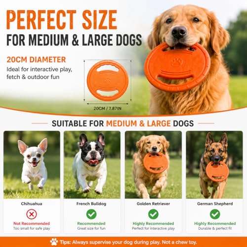 Dog Flying Disc, Durable Soft EVA Flying Ring for Aggressive Chewers, Interactive Fetch & Training Toy, Floats in Water, Safe on Teeth & Gums, Beach Pool Play (Orange) - color: Orange