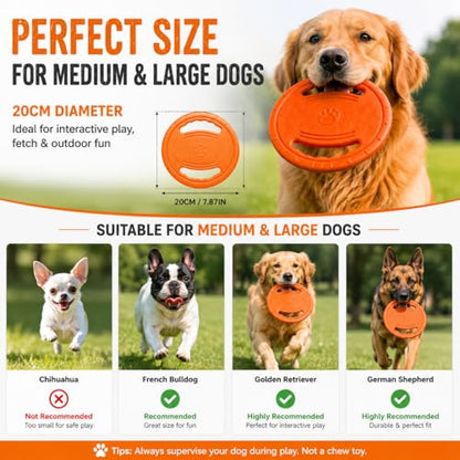 Dog Flying Disc, Durable Soft EVA Flying Ring for Aggressive Chewers, Interactive Fetch & Training Toy, Floats in Water, Safe on Teeth & Gums, Beach Pool Play (Orange) - color: Orange