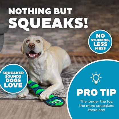 Outward Hound Durablez Large Snake Stuffing-Free Squeaky Plush Dog Toy for Puppies & Dogs - Interactive, Soft Yet Tough, No Mess, Jumbo Squeaker, Long-Lasting Play, 24.5 inch, Blue - color: Blue Snake, size: Large (Pack of 1)
