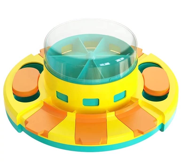 Piggy Poo and Crew Treat Popper Slow Feeder Interactive Food Dispenser Puzzle Game for Dogs Puppies Rabbits Pigs Small Animals - color: Blue and Yellow