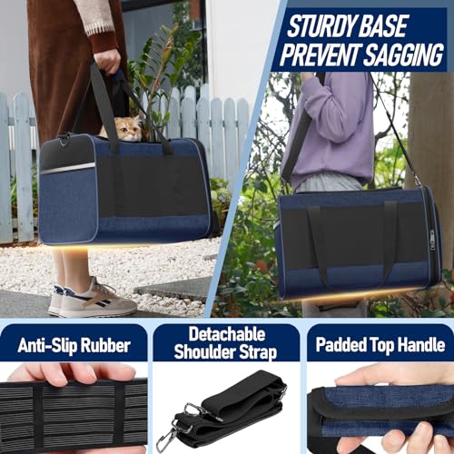 GAPZER Dog Carrier Soft/Cat Crates Large Cat 20 to 25 pounds/Softsided Pet Car Travel Carry Bag 15 Pound Puppy/Top Open Transport Kennel Navy - color: Navy