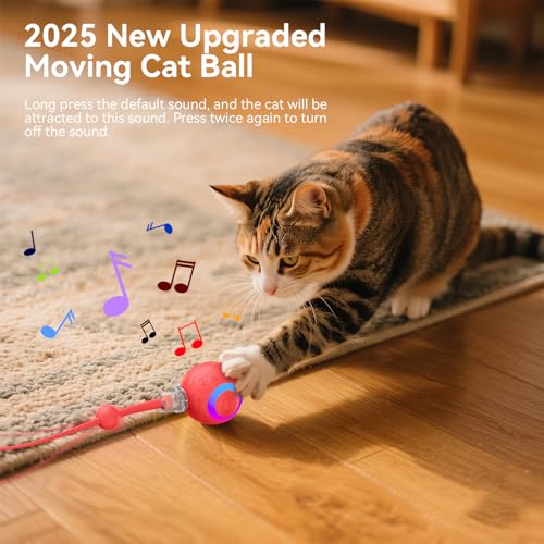 Smart Interactive Cat Dog Toys, Automatic Pet Toys for Bored Indoor Cats and Dogs, Motion Activated, USB Rechargeable, Christmas Pet Birthday Gifts (Red) - color: Red