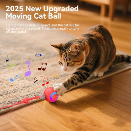 Smart Interactive Cat Dog Toys, Automatic Pet Toys for Bored Indoor Cats and Dogs, Motion Activated, USB Rechargeable, Christmas Pet Birthday Gifts (Red) - color: Red