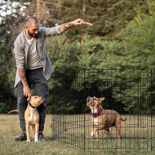 Pet Playpen Dog Pen Foldable Dog Exercise Fence 8 Panels 30 Inch Kennels Pet Playpen Options Ideal for Pet Medium Animals Outdoor Indoor (Playpen with Bottom Pad) - style: 24'' x 30'' with Bottom cover