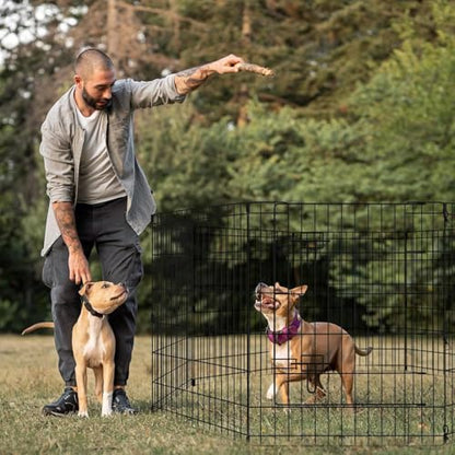 Pet Playpen Dog Pen Foldable Dog Exercise Fence 8 Panels 30 Inch Kennels Pet Playpen Options Ideal for Pet Medium Animals Outdoor Indoor (Playpen with Bottom Pad) - style: 24'' x 30'' with Bottom cover