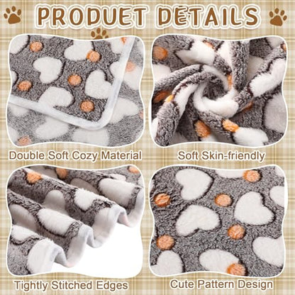 HunnmingRe 6 Pcs Puppy Blankets for Small Dogs Super Soft Flannel Pet Washable Blankets with Cute Paw Print 23x16'' Warm Sleep Mat for Dogs Puppy Cat