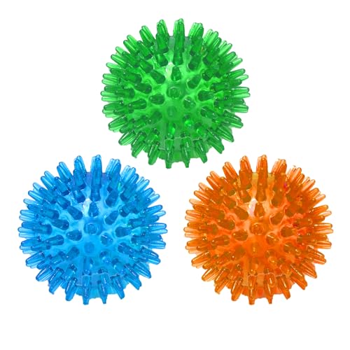 Jalousie Dog Squeaky Toys Value Set Non-Toxic Squeaky Balls Toss Fetch TPR Rubber Puppy Toys Spikey Dog Chew Toy for Small Medium Breed Pet Toys for Puppy (3 Pack Spiky Balls) - color: 3 Pack Spiky Balls