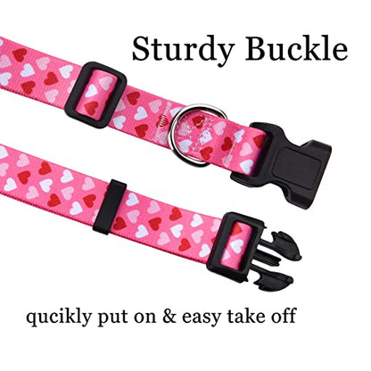 Dog Collar - Adjustable Heart Dog Collar - Love Theme - Perfect for Small Medium Large Dogs(Pink Heart,XS) - color: Heart, size: XS (Neck 7.9-11.8", Width 5/8")