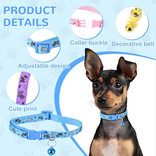 XXS Dog Collar Teacup Dog Collar, Printed Dogs Collar, Mini Printed Dogs Collars, Teacup Dogs Collars for Puppies Cats, Pink, 3/8 inch Width - color: Pink
