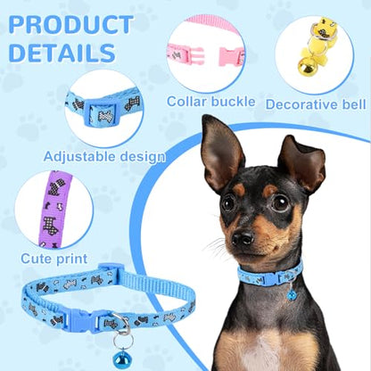 XXS Dog Collar Teacup Dog Collar, Printed Dog Collars, Mini Printed Dog Collars, Teacup Dogs Collars for Small Dogs Cats, Red, 3/8 inch Width - color: Red