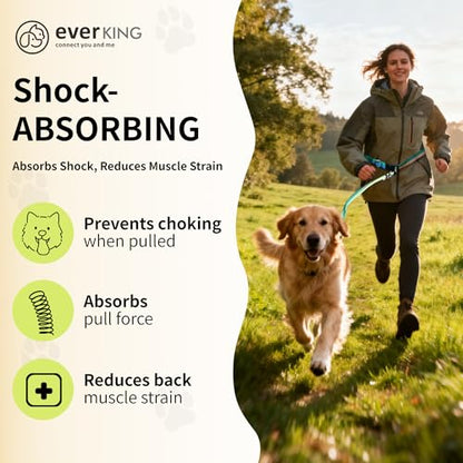 ‌EVERKING 6ft Hands-Free Dog Leash - 6-in-1 Adjustable with 360° Rotating Buckle, Night Reflective & Shock Absorbing for Large/Small Dogs (Up to 120lbs) (Green) - color: Green
