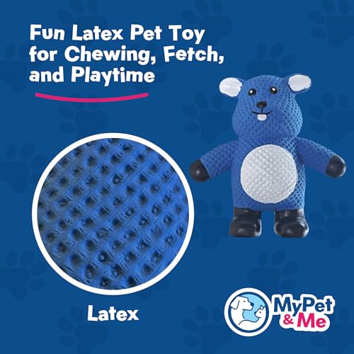 My Pet & Me - Squeaky Dog Toys for Light to Moderate Chewers - Fun Latex Toys for Puppies, Teething, and Gentle Play - Interactive Fetch and Chew Toy with Squeaker (Blue Mouse, 4.3 Inch) - size: 4.3 Inch, style: Blue Mouse