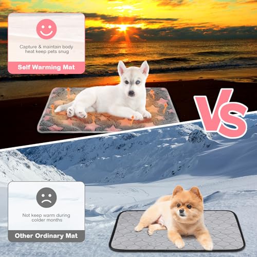 4 Pack Self Heating Cat Bed Cat Self Warming Pad with Removable Cover Extra Warm Thermal Pet Pad Washable Pet Crate Mat Anti Slip Kennel for Indoor Outdoor Pets(Star,24 x 35 Inches) - size: 24 x 35 Inches