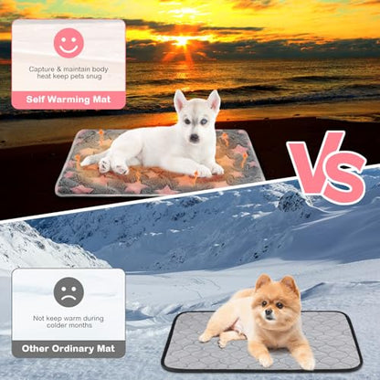 4 Pack Self Heating Cat Bed Cat Self Warming Pad with Removable Cover Extra Warm Thermal Pet Pad Washable Pet Crate Mat Anti Slip Kennel for Indoor Outdoor Pets(Star,24 x 35 Inches) - size: 24 x 35 Inches