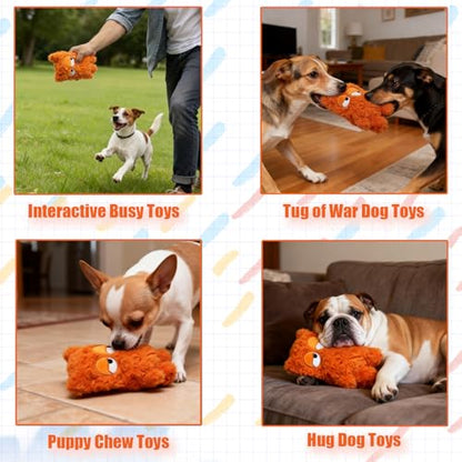Squeaky Dog Toy, Plush Stuffed Dog Toy Keep Them Busy Tug of War Dog Chew Toy for Small Medium Large Dogs (Orange) - color: Orange