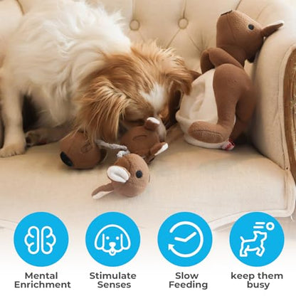 Dog Toys Plush with Squeaky & Treat Hiding Features - Mental Stimulation Enrichment Toy for Large Breed Dogs - Machine Washable Slow Feeder to Keep Dogs Busy，Joey Pouch - color: Joey Pouch-1