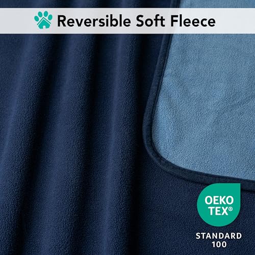 PetAmi Waterproof Pet Blanket Dog Bed Couch Cover for Furniture, Reversible Washable Soft Fleece - color: Navy/Blue, size: X-Large (60x80)